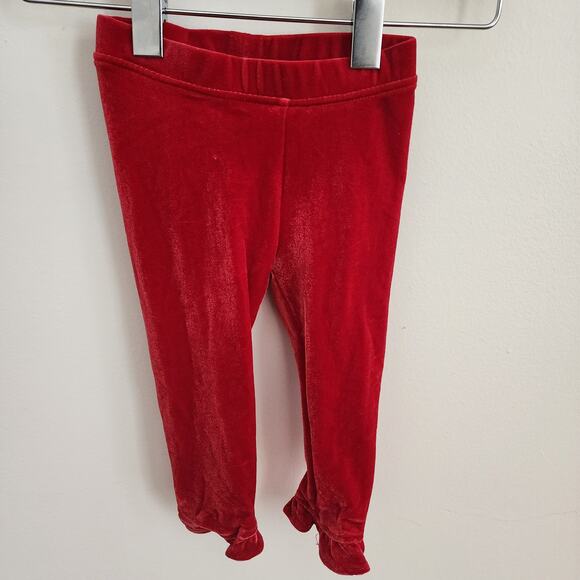 new janie and jack red velvety toddler leggings size 12-18 months - Picture 3 of 5